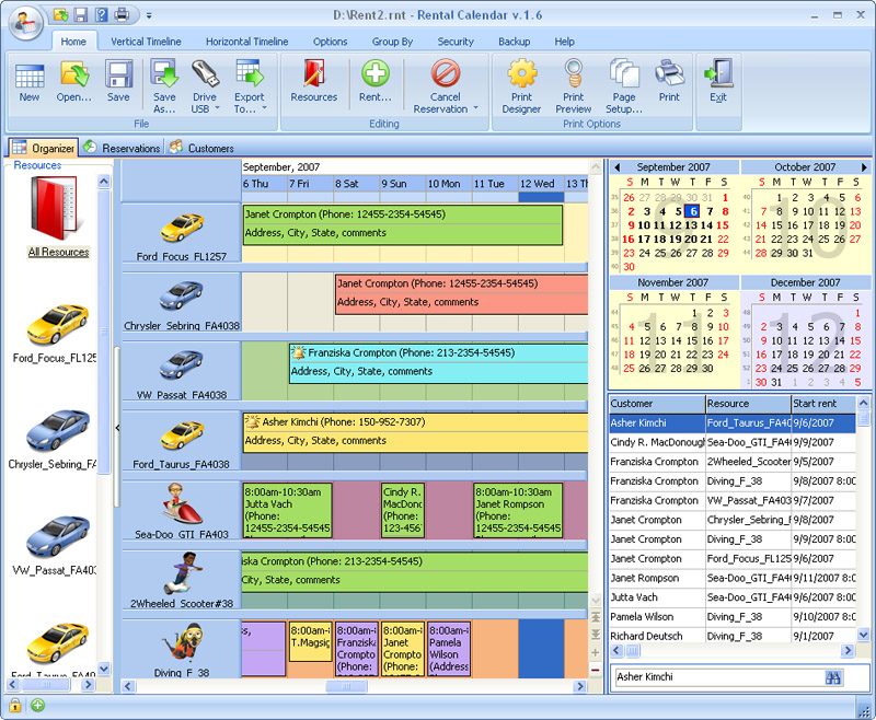 Click to view Rental Calendar for Workgroup 4.1 screenshot